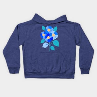 Blue Hydrangea Flowers Minimalist Retro Kids Hoodie